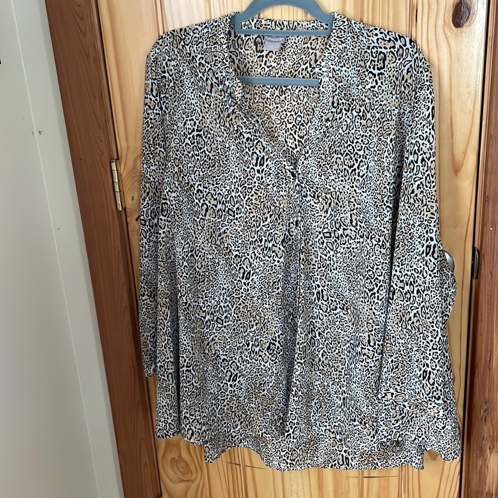 Chico’s leopard print blouse size 2.